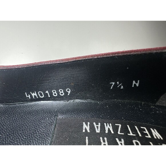 Stuart Weiztman Red Suede Square Toe Heels Pumps Women's‎ Narrow 7.5 N - Picture 12 of 16